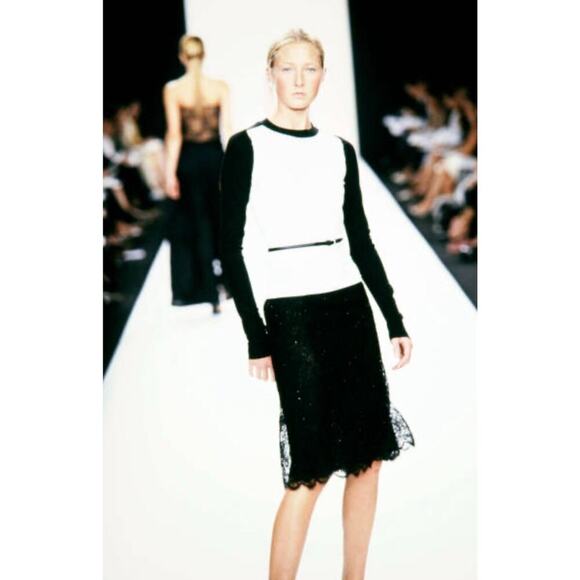 Ralph Lauren Collection Purple Label Beaded Knee Length Skirt Black Runway 2001 - Picture 5 of 14
